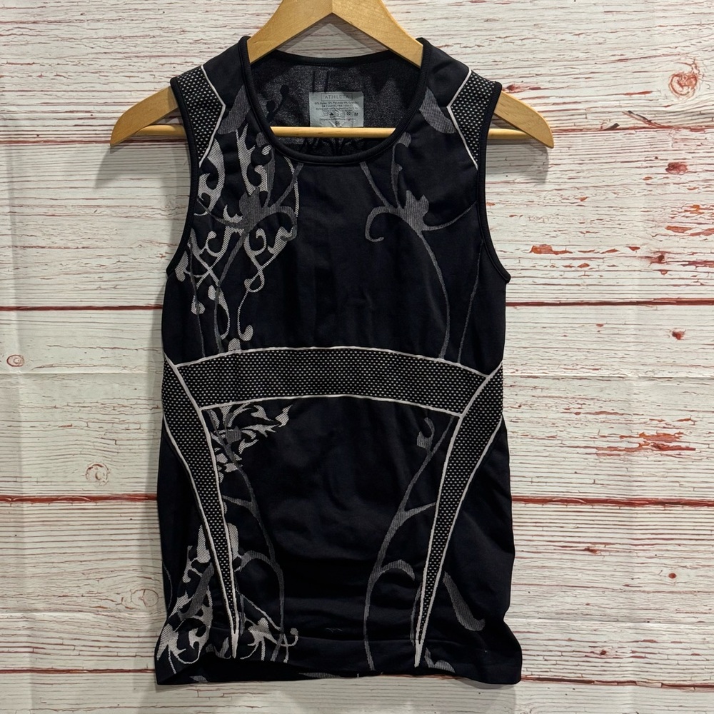 Athleta Black & Gray Decorative Panel Performance Tank